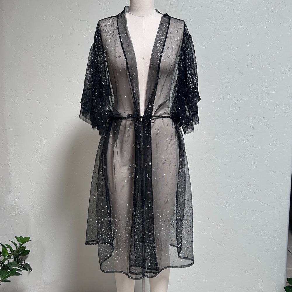 Victoria's Secret Celestial Star Mesh Robe Duster Whimsigoth Witchy Goth M L